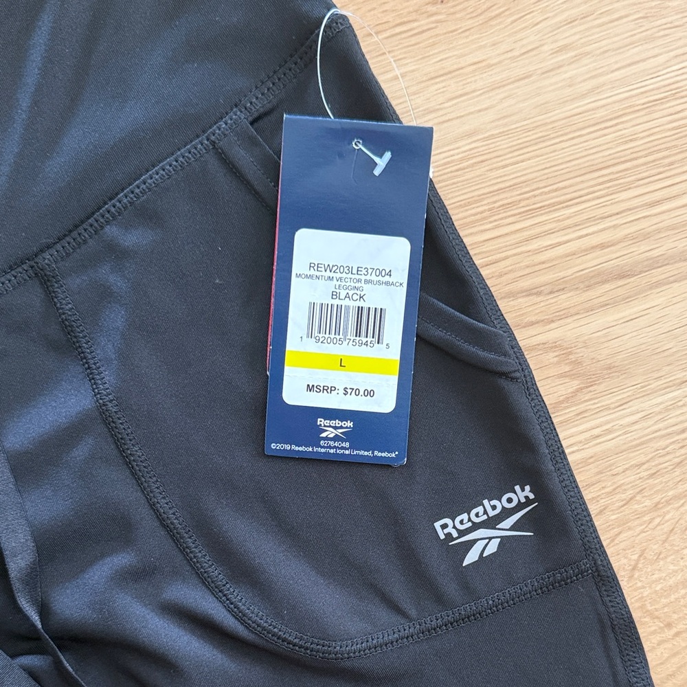 NWT Reebok Black Performance Pocket Leggings with Drawstring - Picture 3 of 8